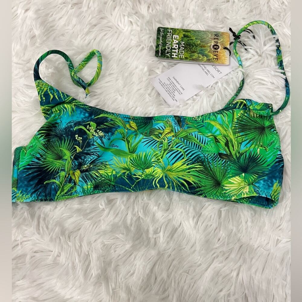 VDM The Label Swimsuit Top Bandeau/Bikini Tropical Print Green Size XS